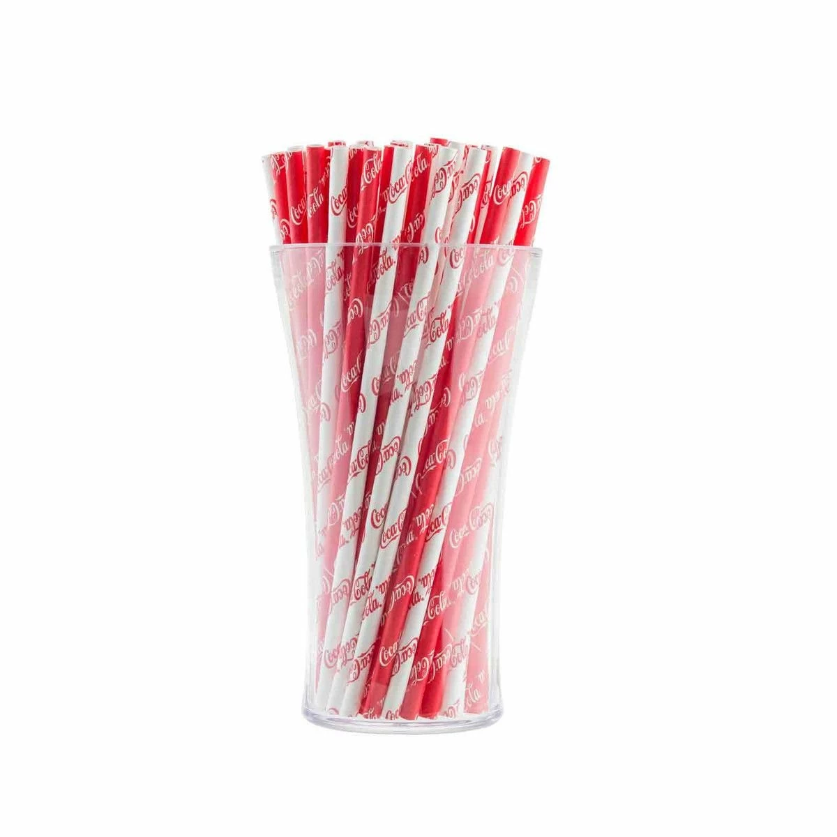 TableCraft 7.5" Coca-Cola Red & White Stripe Paper Straws | Qty 100 - Image 2