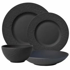 Villeroy & Boch Manufacture Rock 4-Piece Dinnerware Set | Black