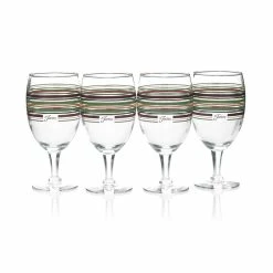 Fiesta® 16oz All Purpose Goblet Glassware (Set Of 4) | Sage Fiesta® Stripes