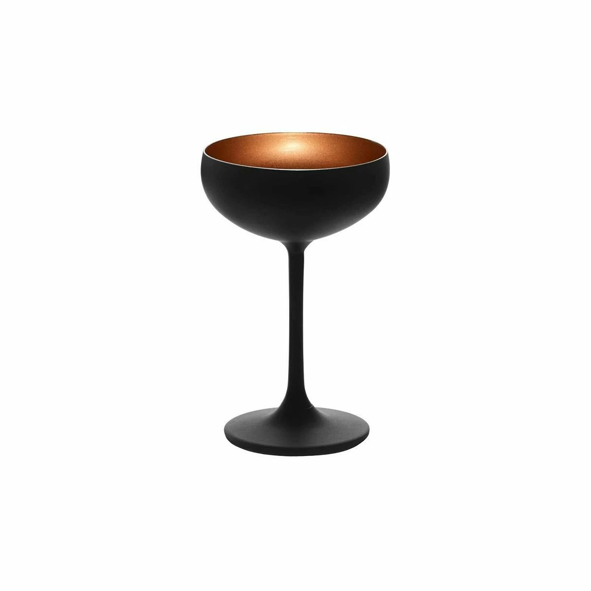 Stolzle 7.75oz Olympia Crystal Champagne Saucer Coupe Glasses - Set Of 2 | Black & Bronze
