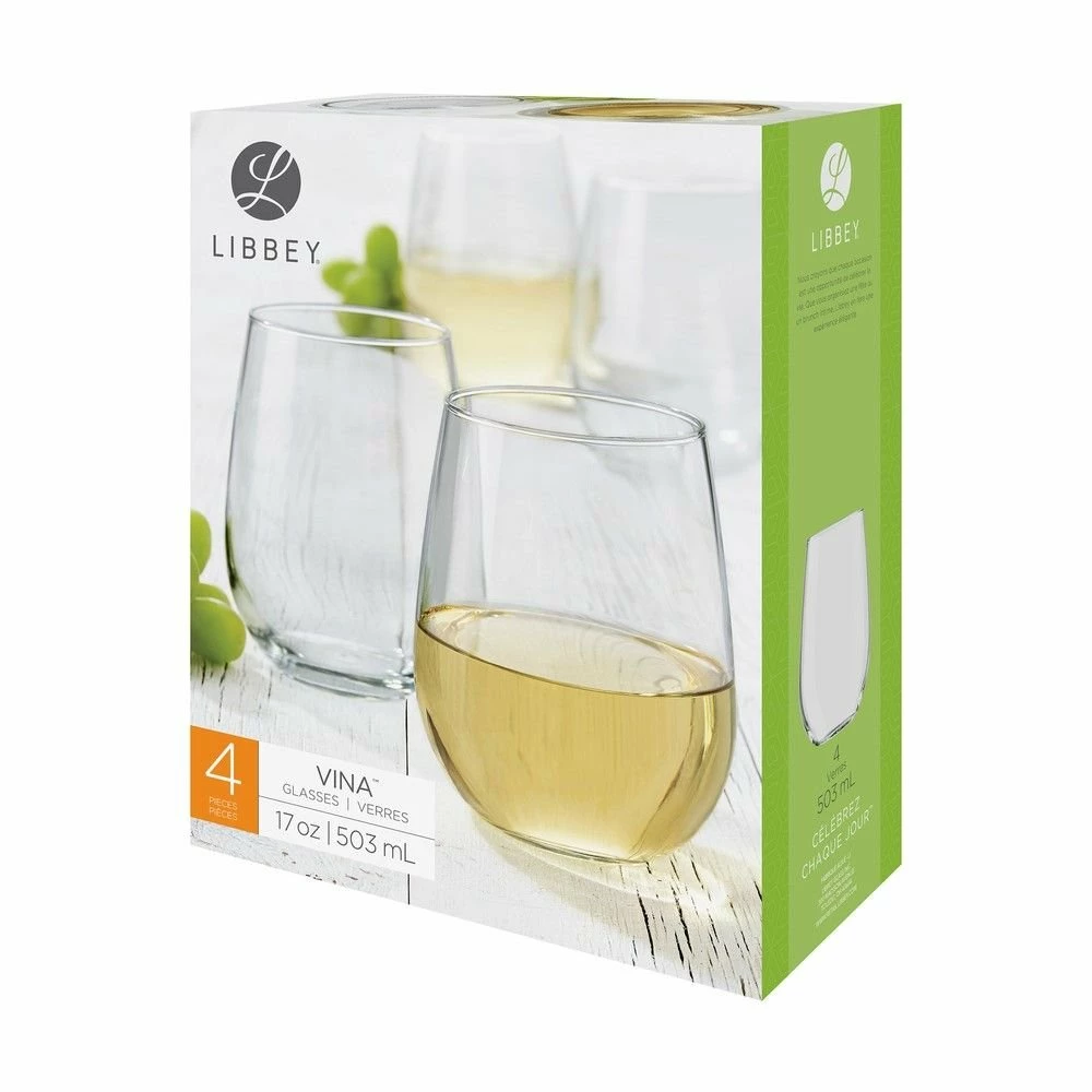 Libbey Vina 17oz Stemless White Wine Glasses | Set Of 4 - Image 4