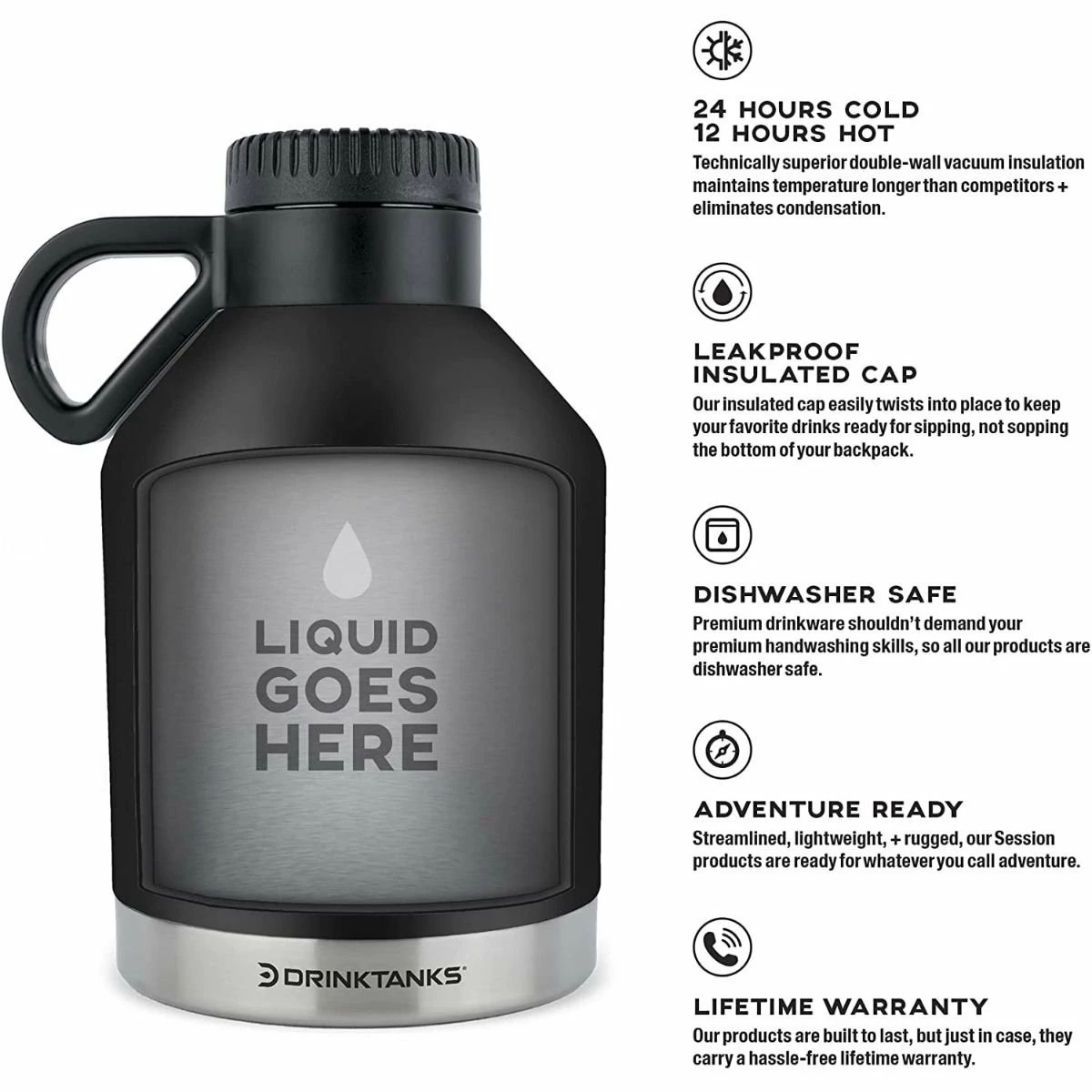 DrinkTanks 32oz Session Growler | Obsidian - Image 2