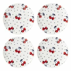 Kate Spade Vintage Cherry Dot Collection | 4-Piece Accent Plate Set