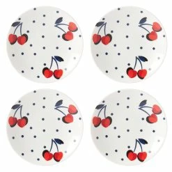 Kate Spade Vintage Cherry Dot Collection | 4-Piece Tidbit Plate Set