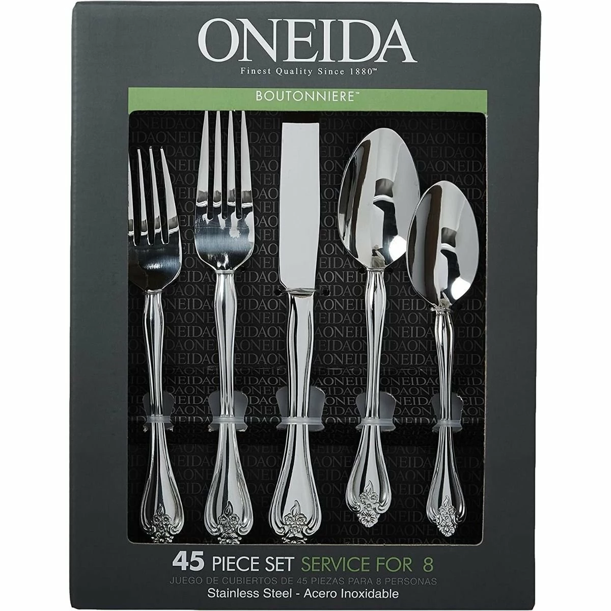 Oneida 18/0 Stainless Steel 45-Piece Flatware Set | Boutonniere - Image 3