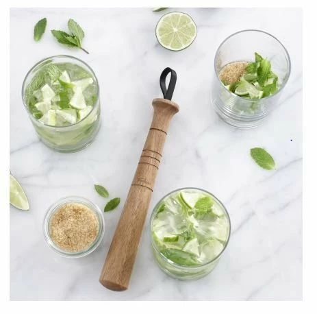 Trudeau Cocktail Muddler With Leather Strap | Acacia Wood - Image 3