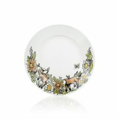 Everything Kitchens Barnyard Baby Animals 9" Side Plate | "Caprine Caper Goats" - Kid