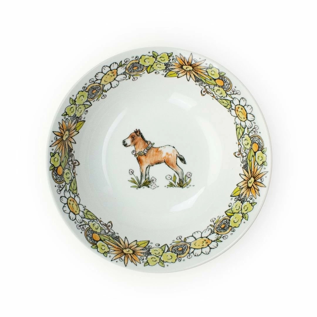 Everything Kitchens Barnyard Baby Animals 7" Salad Bowl | "Hold Your Baby Horses" - Foal