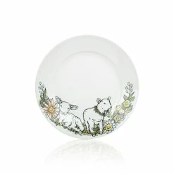 Everything Kitchens Barnyard Baby Animals 9" Side Plate | "Leaping Sheep" - Lamb