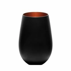 Stolzle 15.75oz Olympia Glass Tumblers - Set Of 2 | Black & Bronze