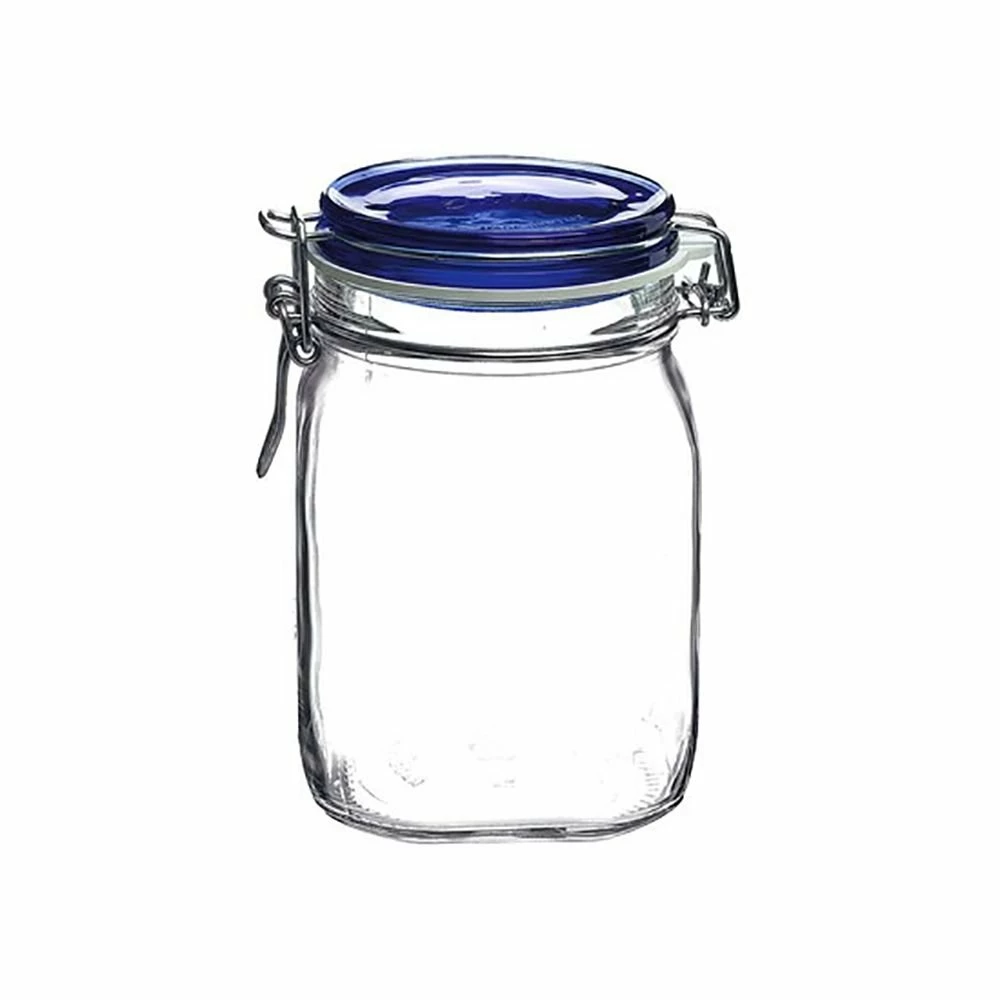 Bormioli Rocco 1L Swing Top Fido Canning Jars - Blue Lid | 6-pack - Image 2