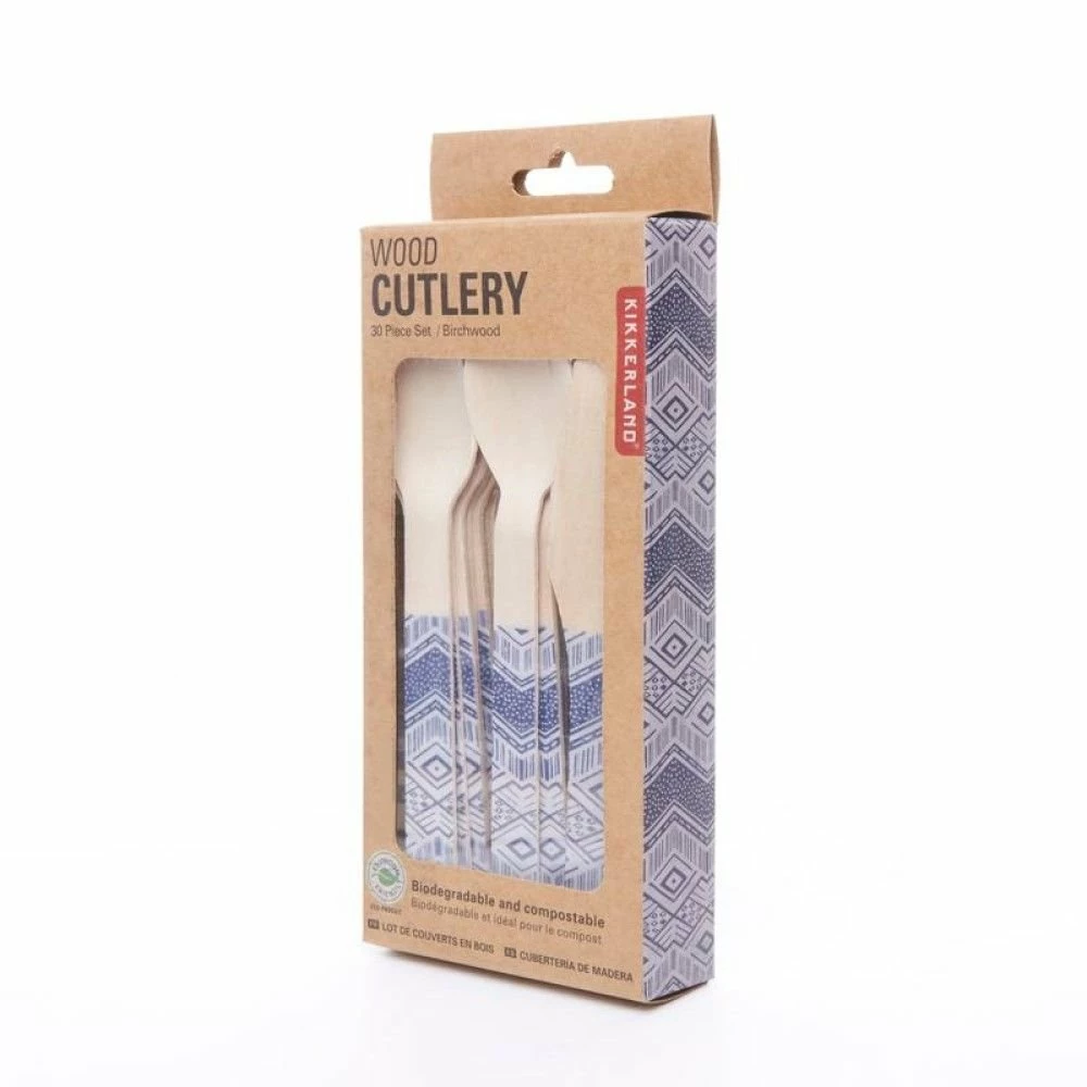 Kikkerland Wood Cutlery Set | Tribal - Image 3