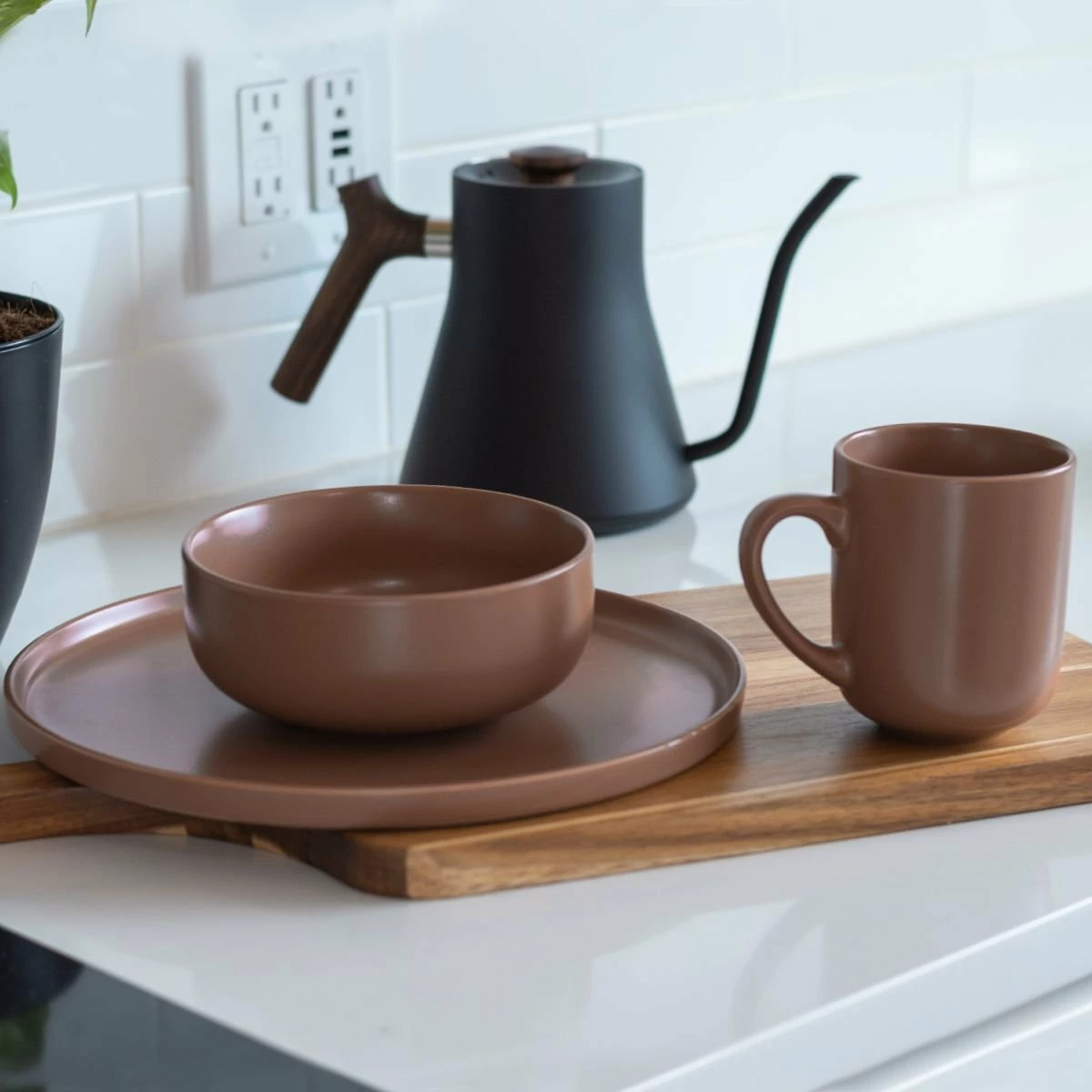 Everything Kitchens Modern Flat 11" Dinner/Charger Plates (Set Of 4) | Brown - Image 3