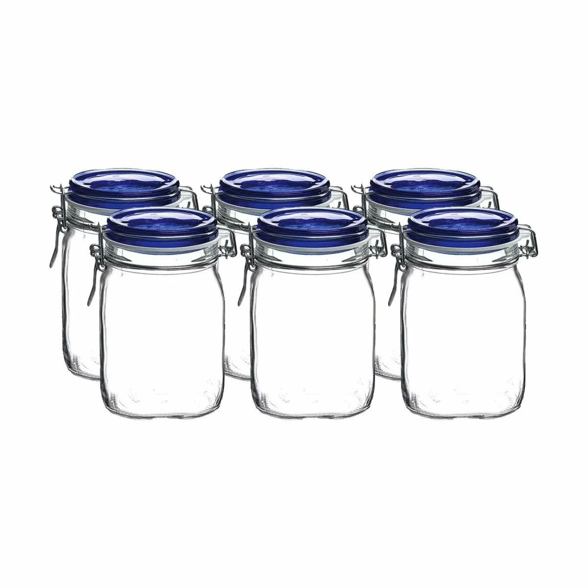 Bormioli Rocco 1L Swing Top Fido Canning Jars - Blue Lid | 6-pack
