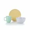 Everything Kitchens Modern Colorful Neutrals - Rippled 12-Piece Breakfast Set - Glazed | Butter Yellow, Dusty Purple, Light Green