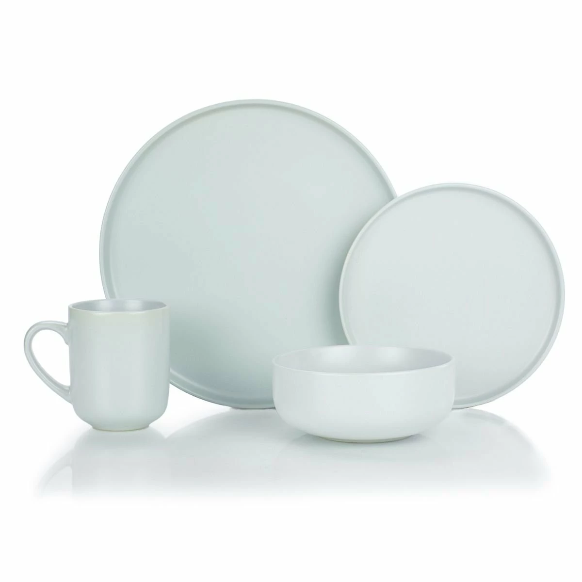 Everything Kitchens Modern Flat 16-Piece Dinnerware Set | Stone Gray