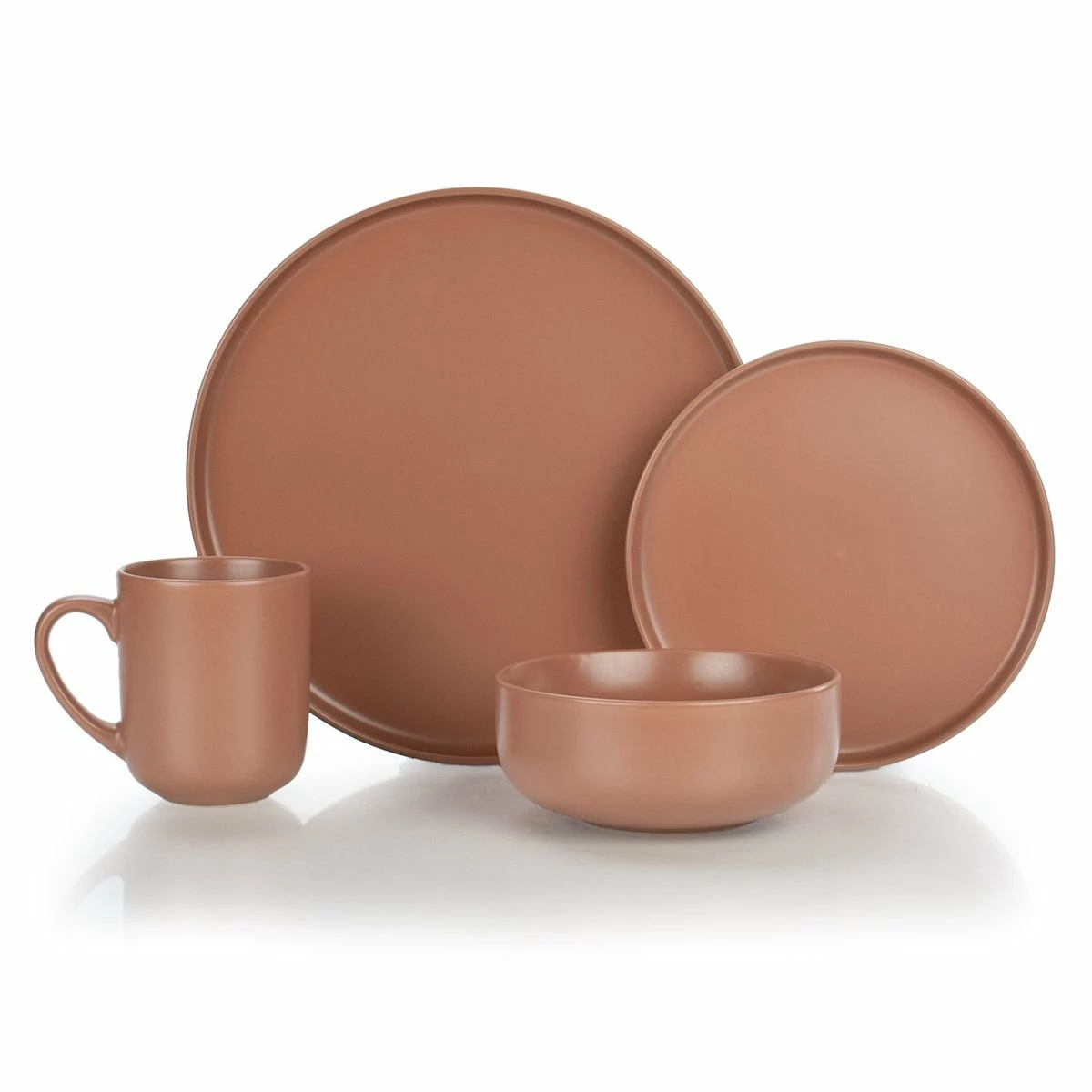 Everything Kitchens Modern Flat 16-Piece Dinnerware Set | Terracotta