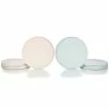 Everything Kitchens Modern Flat 8-Piece Dinner Plate Set | Soft Pink & Stone Gray