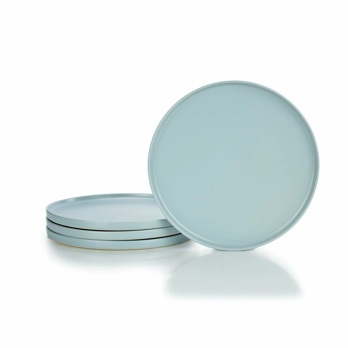 Everything Kitchens Modern Flat 12-Piece Dinnerware Set | Dusty Blue, Stone Gray, Beige - Image 2