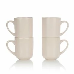 Everything Kitchens Modern Flat 15oz Mugs (Set Of 4) | Soft Pink