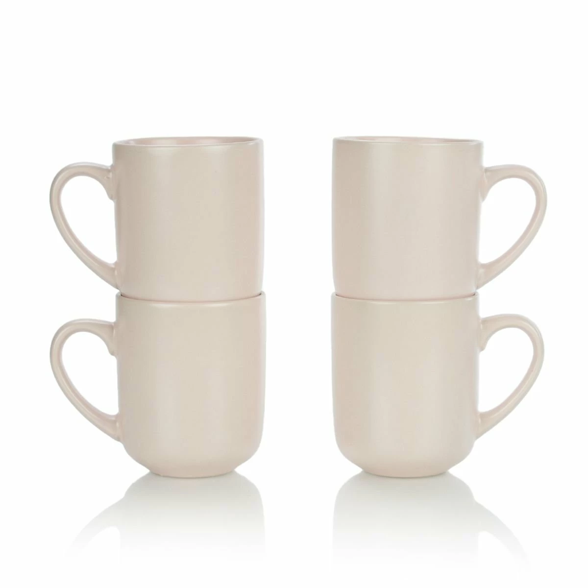 Everything Kitchens Modern Flat 15oz Mugs (Set Of 4) | Soft Pink