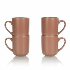 Everything Kitchens Modern Flat 15oz Mugs (Set Of 4) | Terracotta