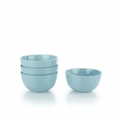 Everything Kitchens Modern Colorful Neutrals - Rippled 6" Bowls (Set Of 4) - Glazed | Blue