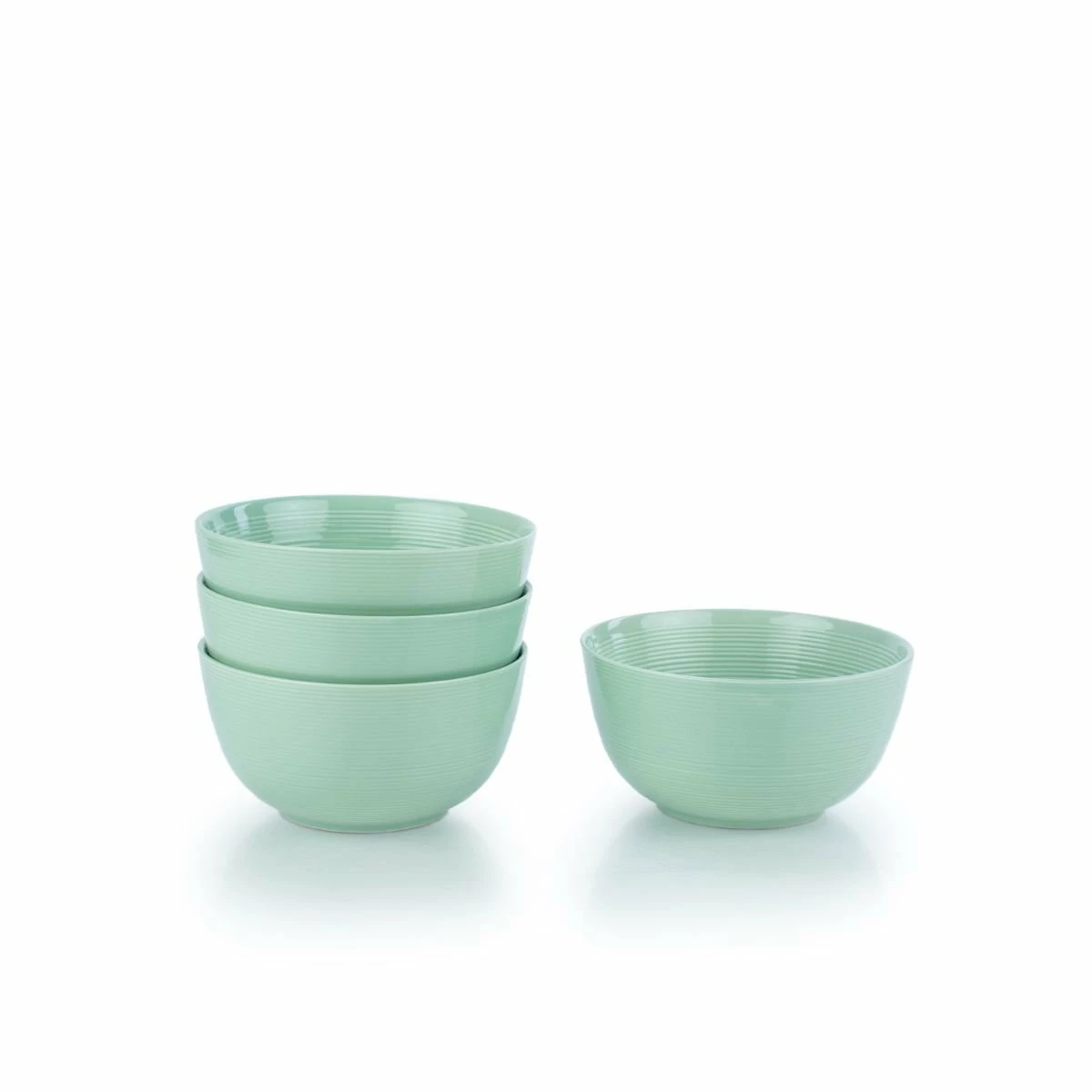 Everything Kitchens Modern Colorful Neutrals - Rippled 16-Piece Dinnerware Set - Glazed | Light Green - Image 7