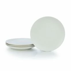 Everything Kitchens Modern Colorful Neutrals - Rippled 10.5" Dinner Plates (Set Of 4) - Matte | Ivory