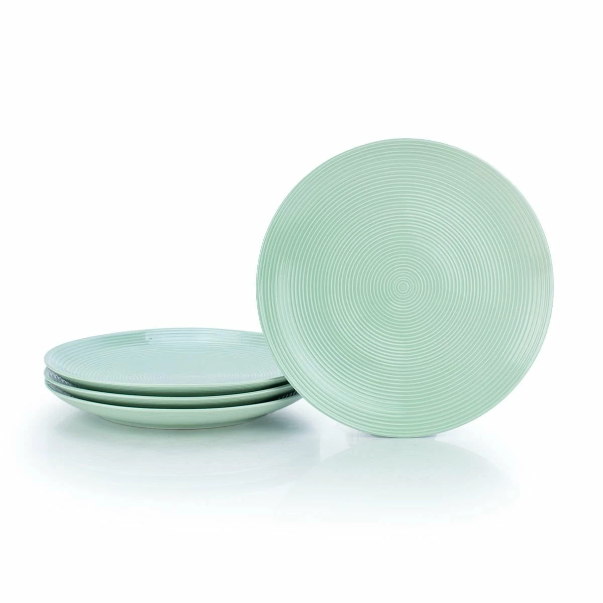 Everything Kitchens Modern Colorful Neutrals - Rippled 16-Piece Dinnerware Set - Glazed | Light Green - Image 3