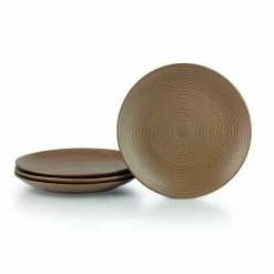 Everything Kitchens Modern Colorful Neutrals - Rippled 10.5" Dinner Plates (Set Of 4) - Matte | Mocha