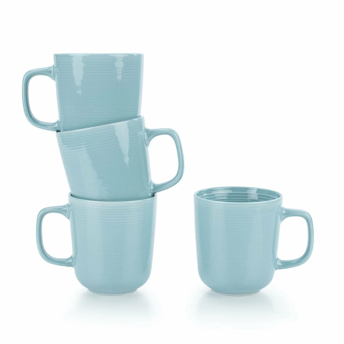 Everything Kitchens Modern Colorful Neutrals - Rippled 12oz Mugs (Set Of 4) - Glazed | Blue