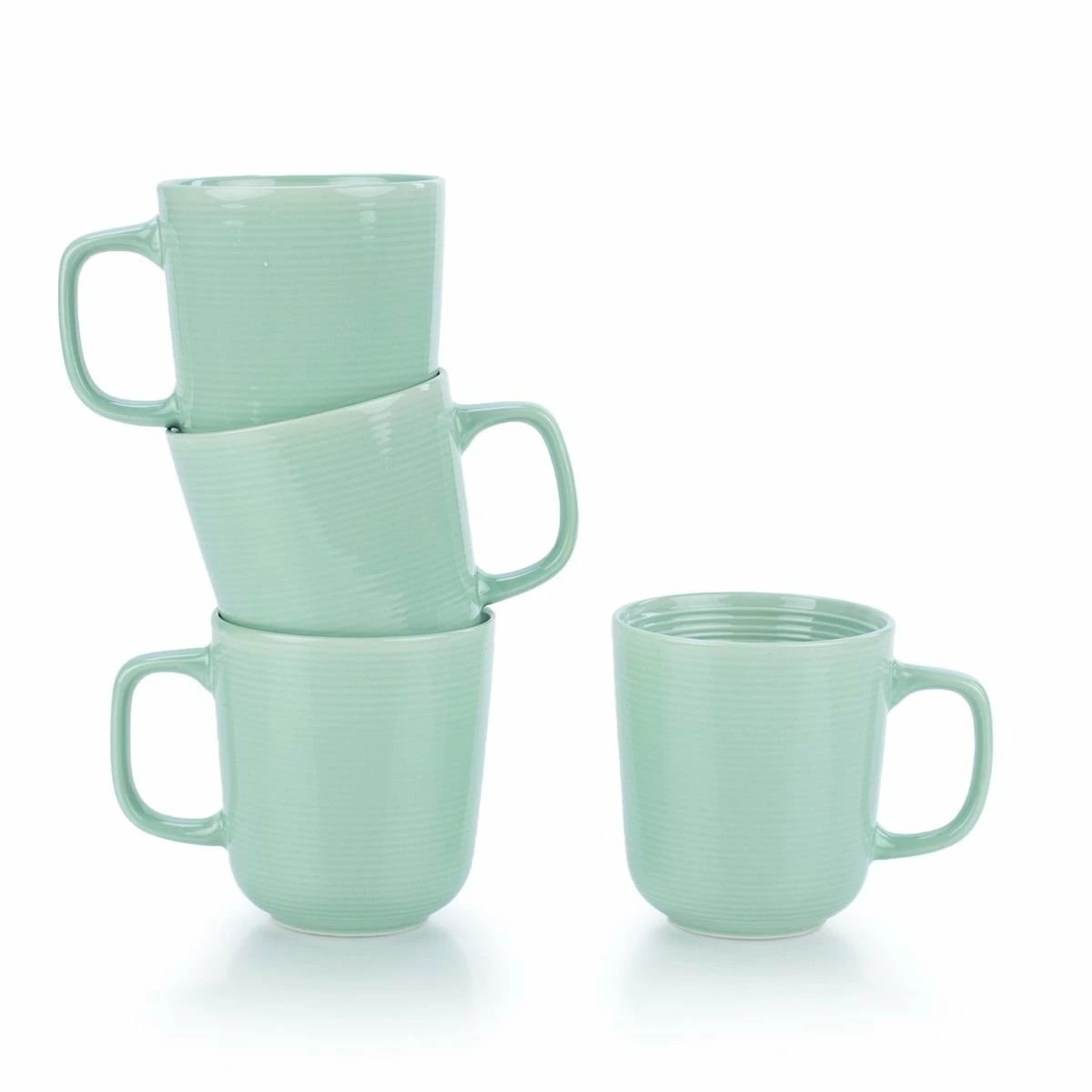 Everything Kitchens Modern Colorful Neutrals - Rippled 16-Piece Dinnerware Set - Glazed | Light Green - Image 9