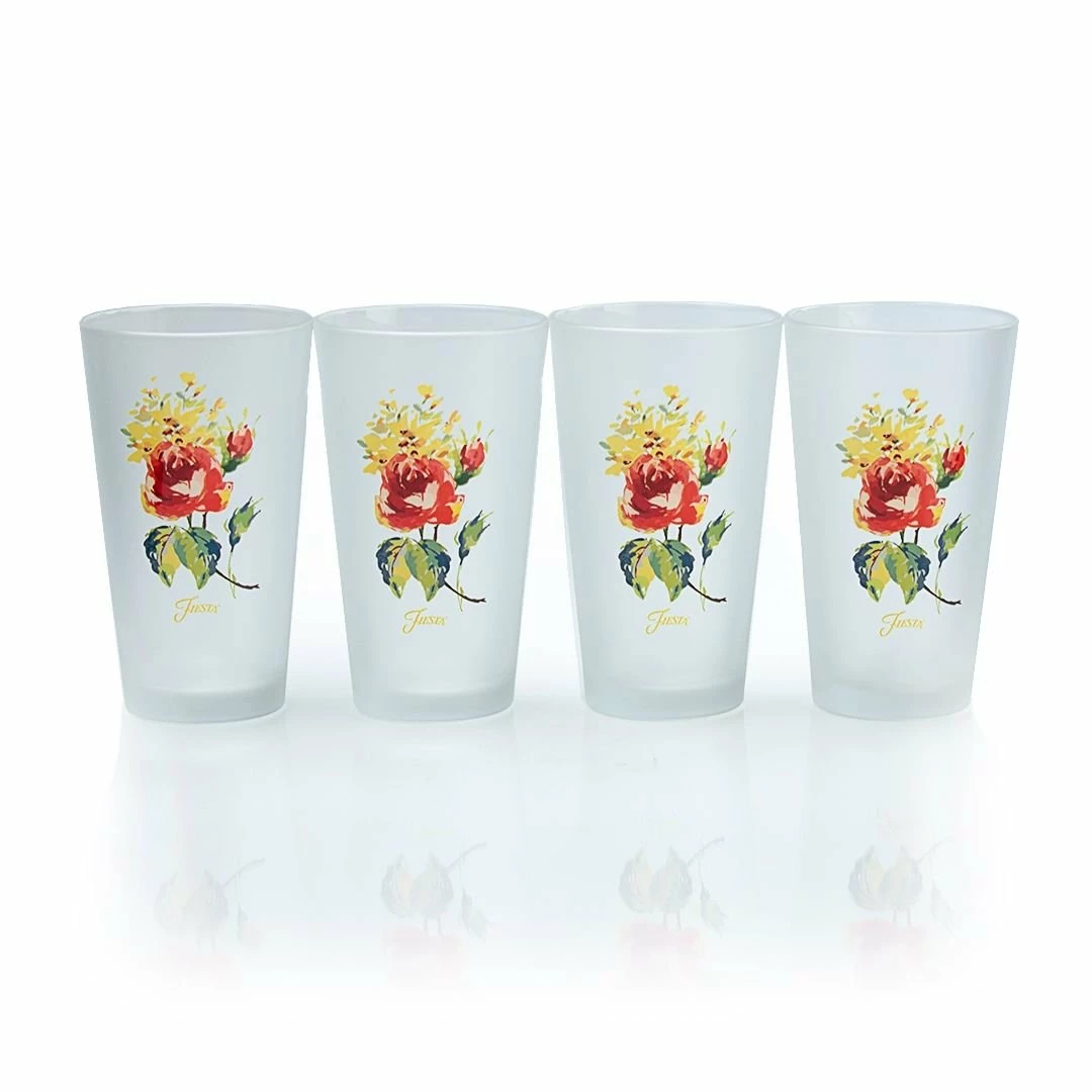 Fiesta® 16oz Cooler Glassware (Set Of 4) | Frosted Floral Bouquet