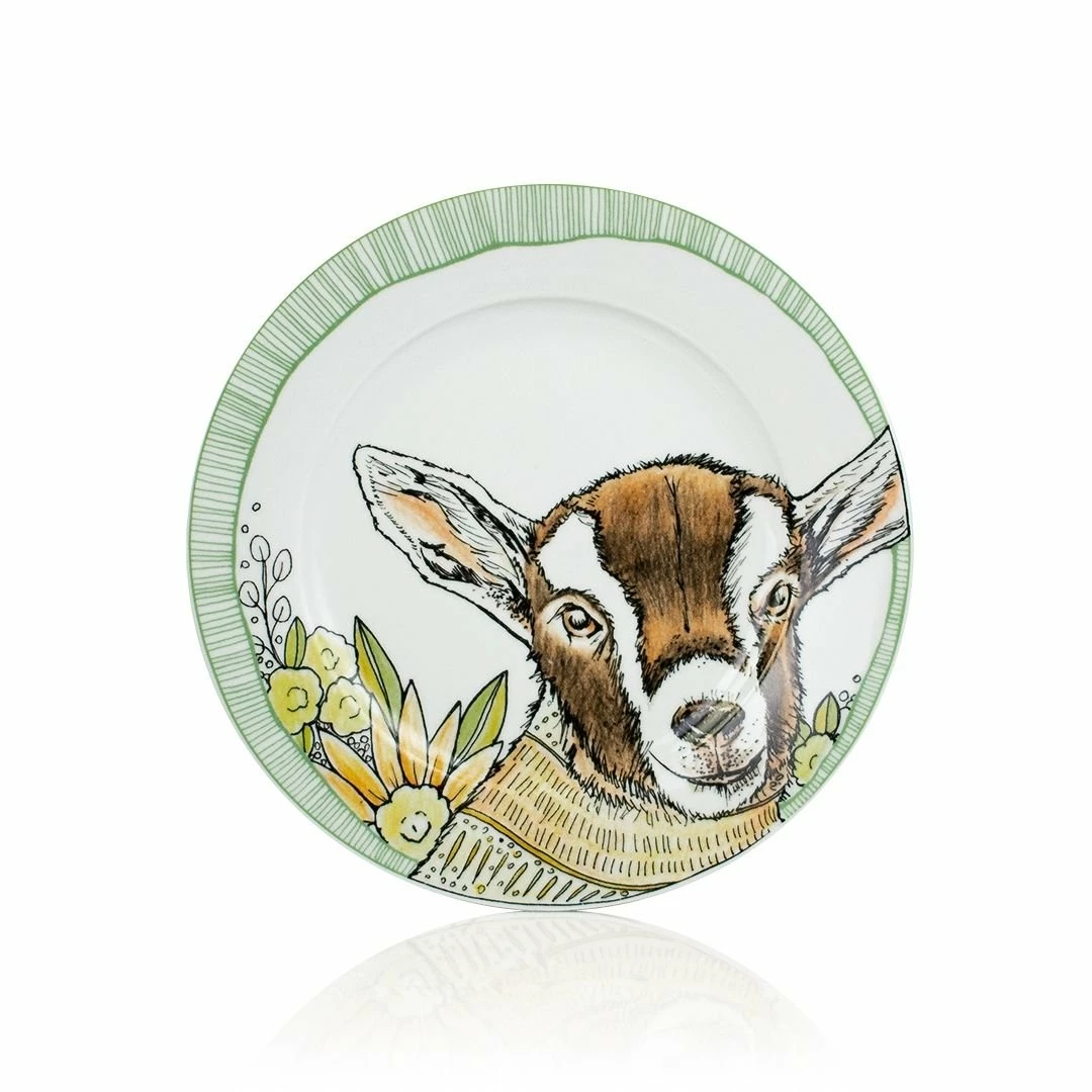Everything Kitchens Barnyard Baby Animals 16-Piece Dinnerware Set With Mugs | "Caprine Caper Goats" - Kid - Image 2