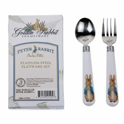 Golden Rabbit Enamelware 2-Piece Stainless Steel Baby Flatware Set | Peter Rabbit