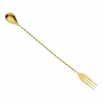 Mercer Barfly 12.4" Bar Spoon With Fork | Gold Plated