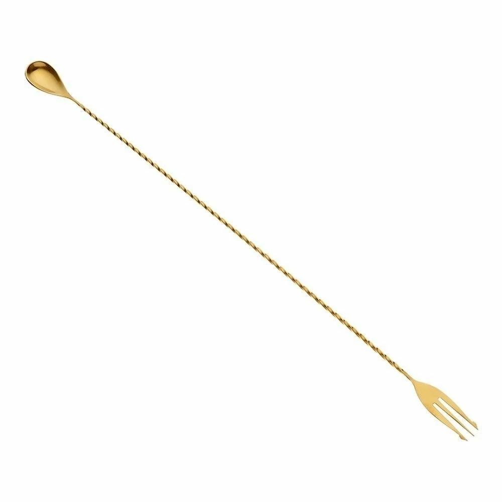 Mercer Barfly 19.6" Bar Spoon With Fork | Gold Plated - Image 6