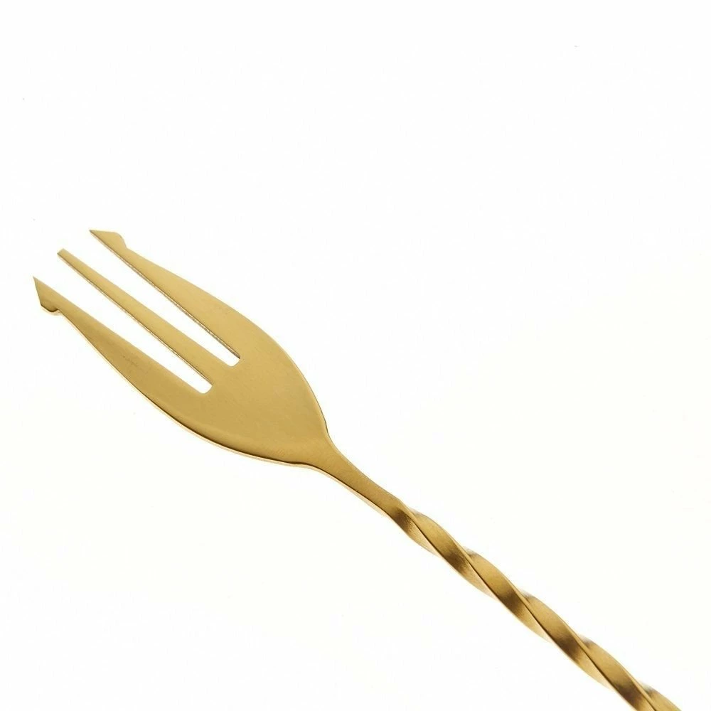 Mercer Barfly 12.4" Bar Spoon With Fork | Gold Plated - Image 3