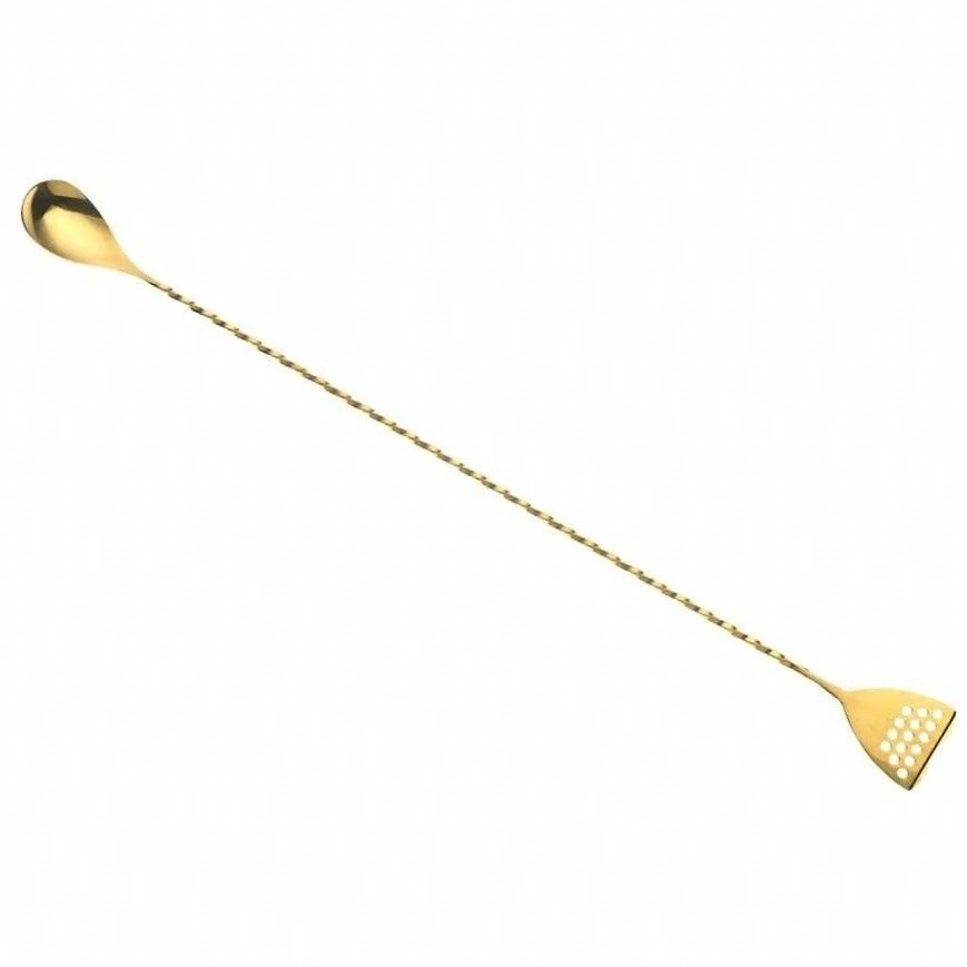 Mercer Barfly 15.75" Bar Spoon With Strainer | Gold Plated