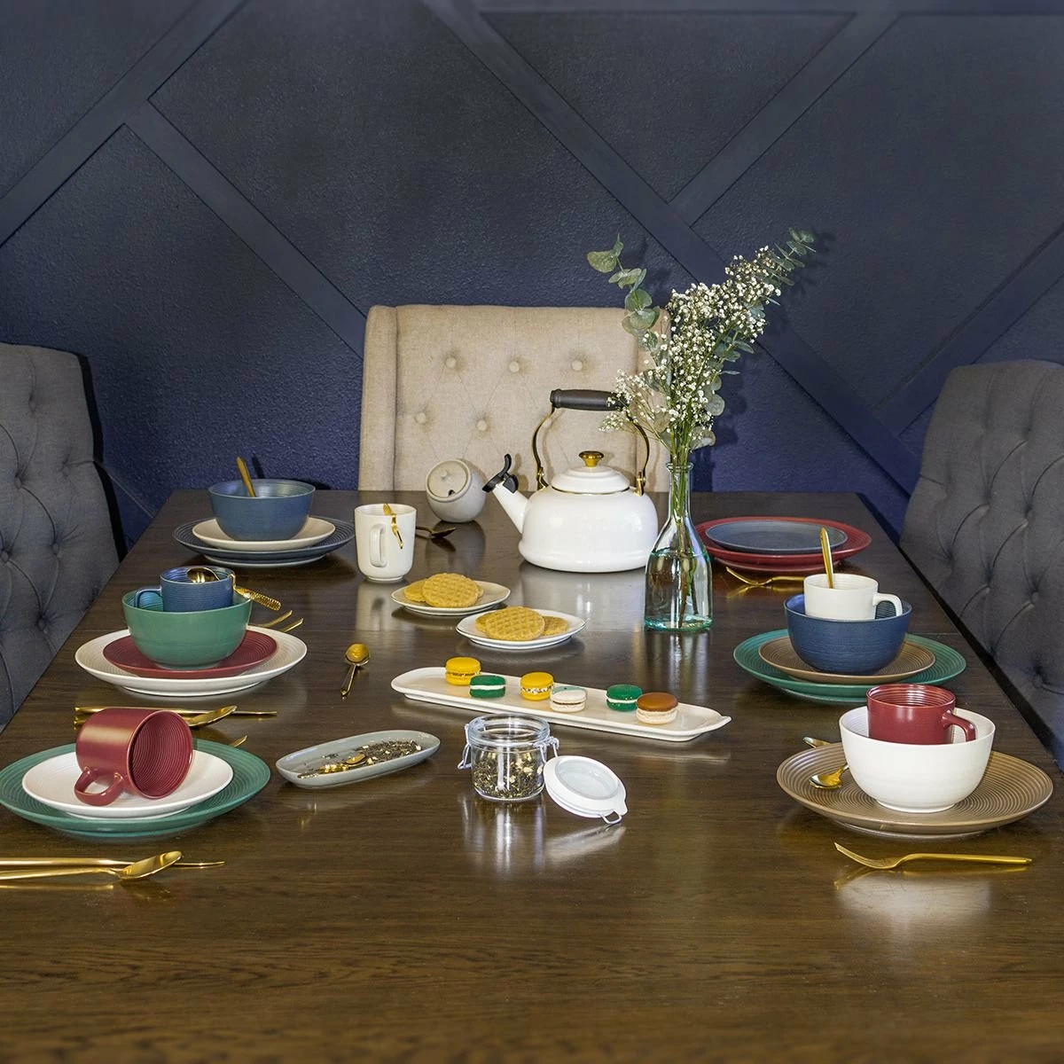 Everything Kitchens Modern Colorful Neutrals - Rippled 8" Side Plates (Set Of 4) - Matte | Beige - Image 4