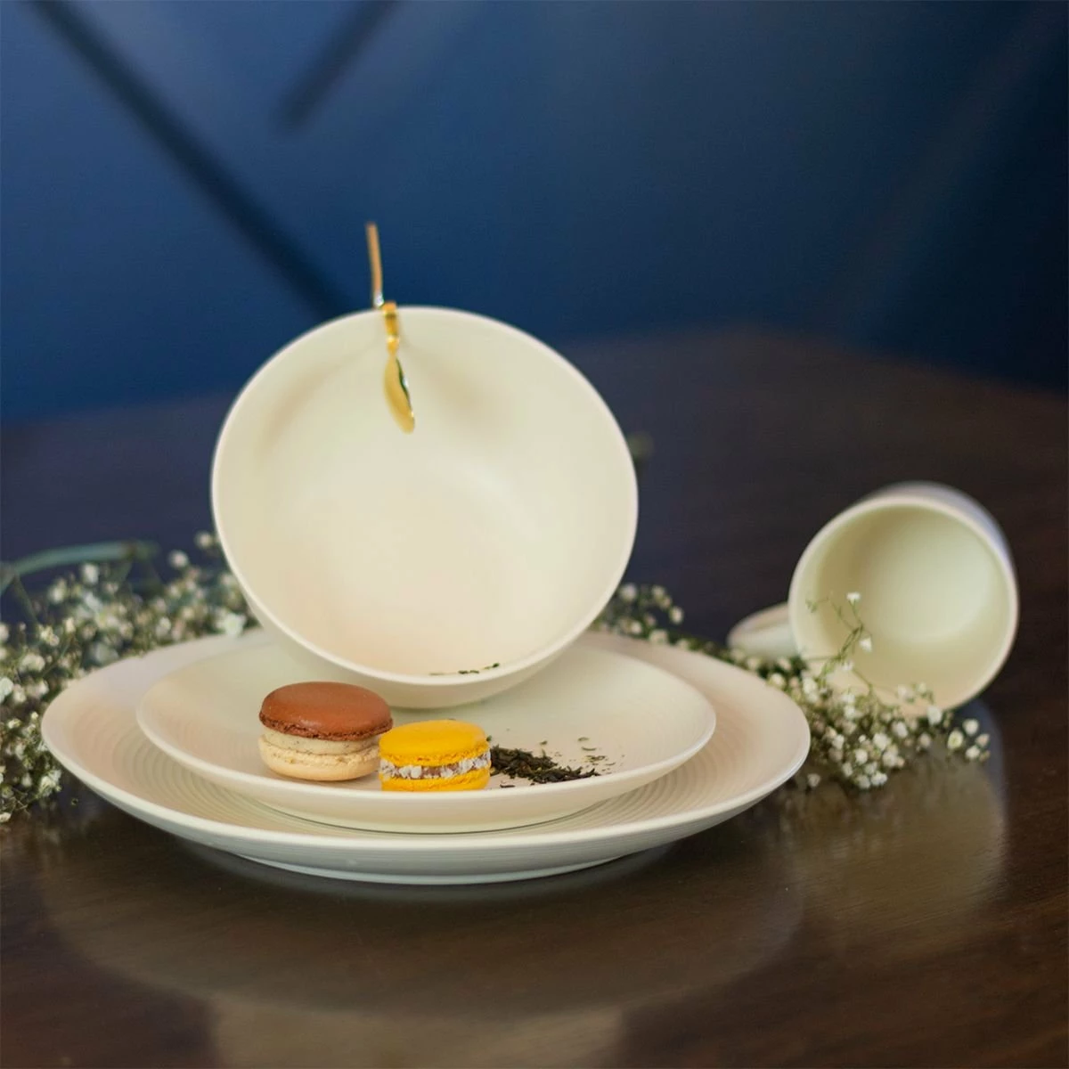 Everything Kitchens Modern Colorful Neutrals - Rippled 6" Bowls (Set Of 4) - Matte | Beige - Image 3