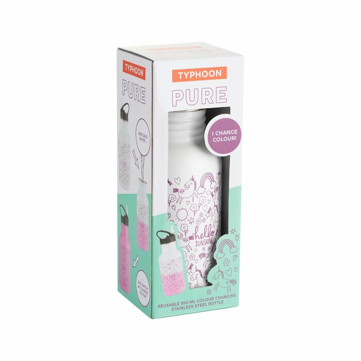 Typhoon PURE 18.6oz Color-Changing Water Bottle With Straw | Hello Sunshine - Image 2